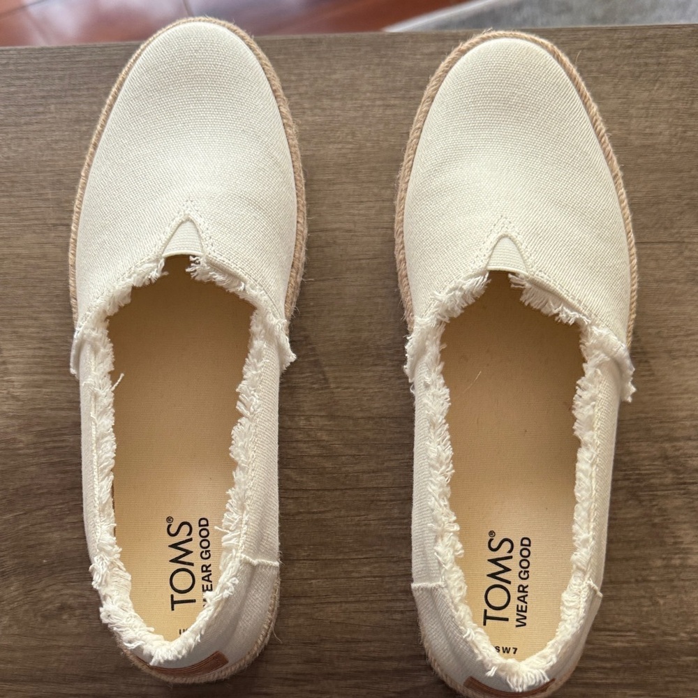 TOMS Women's Cream Frayed Espadrilles